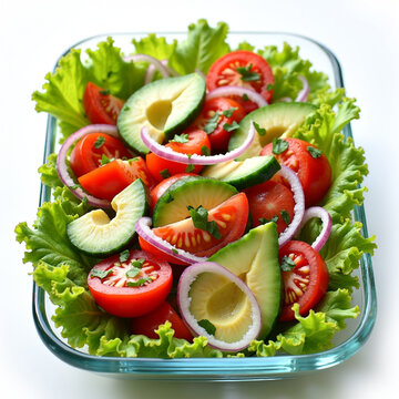 Fresh Greek Salad with Tomatoes, Cucumbers, and Feta Cheese