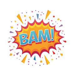 Fototapeta premium Explosive Pop Art: Dynamic comic book illustration with the bold BAM! exclamation, capturing the explosive energy of a cartoon illustration.