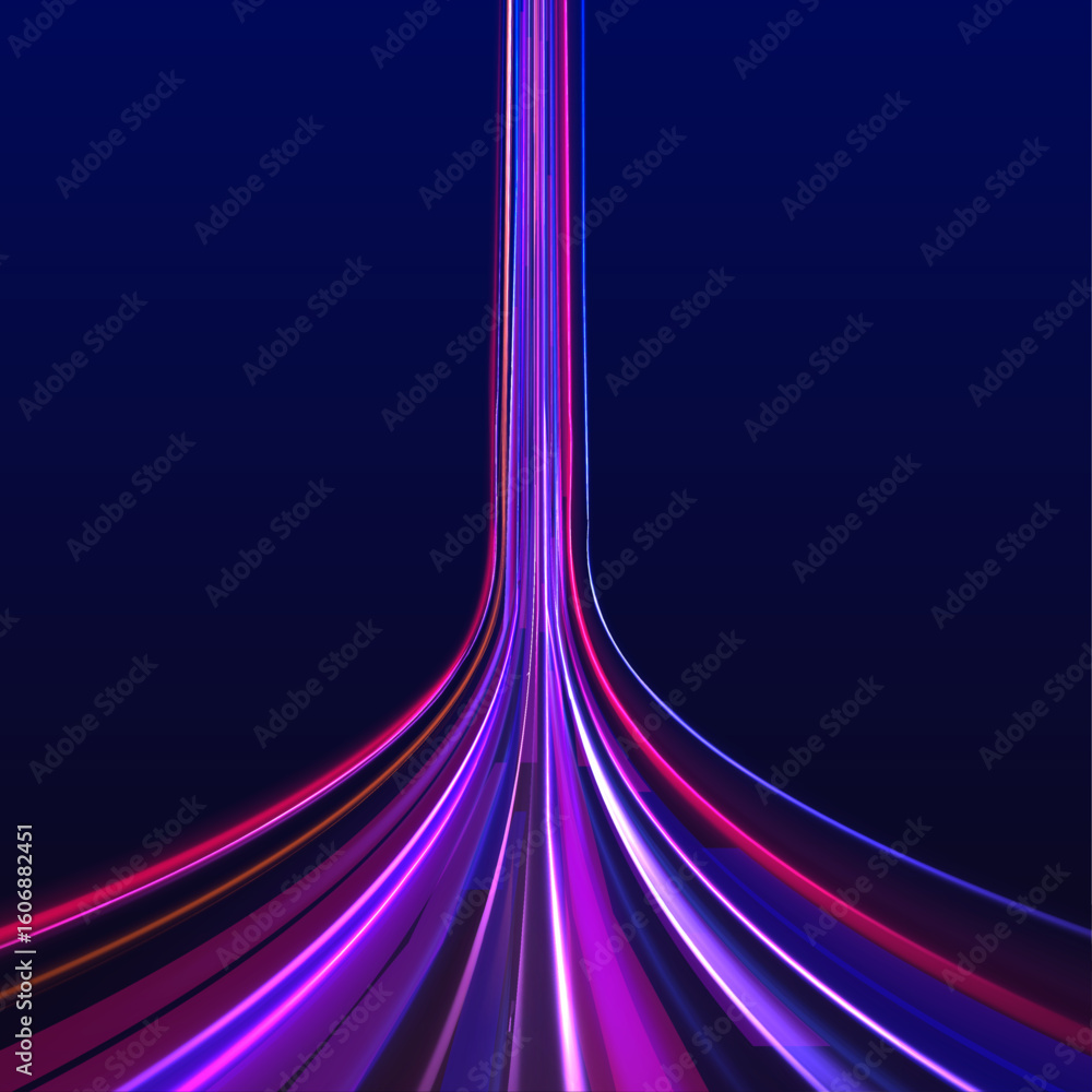 Poster this graphic showcases the flow of high-speed data traffic, illuminated by neon light and dynamic li