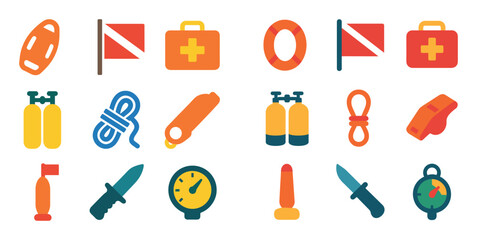 Fototapeta premium Diving Safety Icons