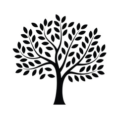 Stylized black silhouette of a leafy tree