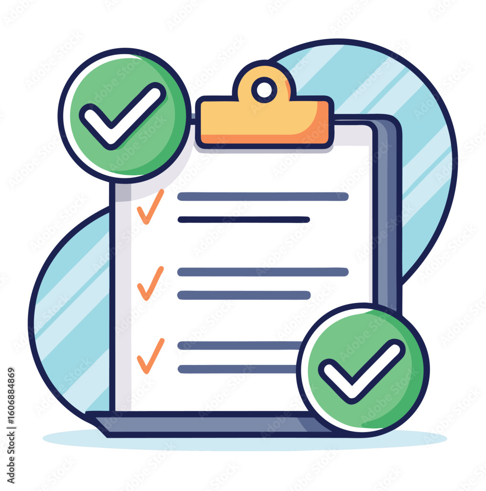 Aufkleber clipboard with check mark and checklist vector illustration icon design