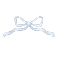 Simple and elegant hand-drawn bow in soft pastel blue. Symmetrical classic shape with flowing ribbon ends, ideal for weddings, packaging, greeting cards, and romantic themes. Clean sketch style 