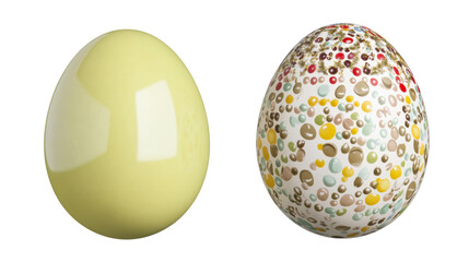 Decorative eggs with vibrant colors on transparent background