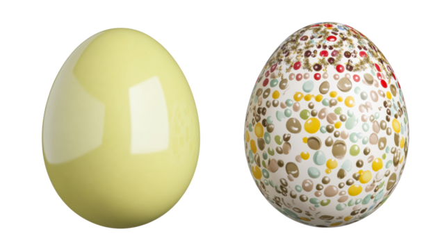 Decorative eggs with vibrant colors on transparent background - Powered by Adobe