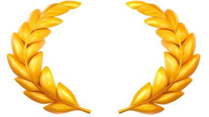 Golden laurel wreath with a transparent background for award design