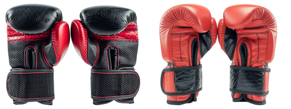 Two pairs boxing gloves with transparent background