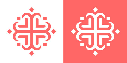 Boutique logo design with red and white ornaments, for beauty, spa, yoga