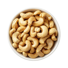 Cashews in a white bowl, top view