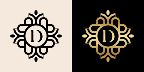 Letter D with luxury ornament logo, for boutique, beauty, shop, jewelry industry, beauty and fashion.