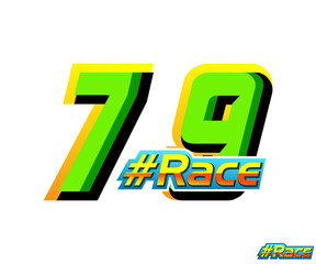 Vector race number 79 with green color and text race in white background