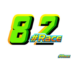 Racing sticker concept and number 82 effect and race text