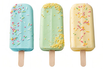 Set of different types of ice cream, ice cream wuth sprinkles 