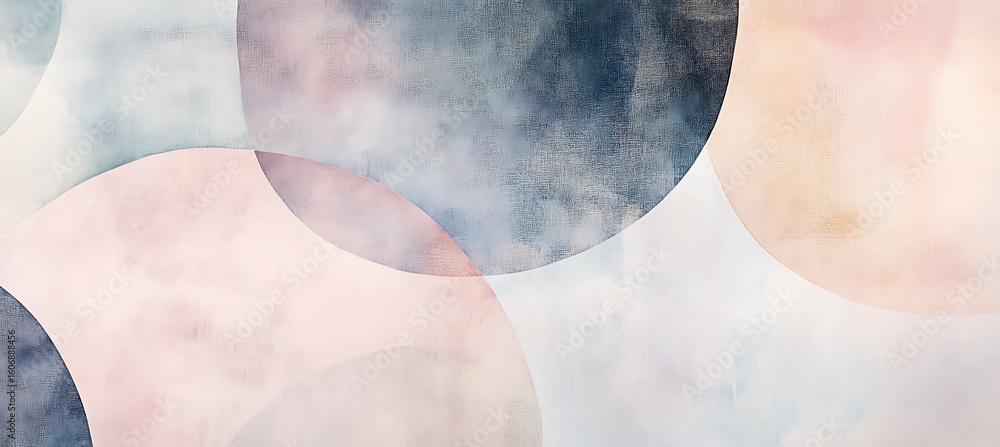 Poster abstract pastel circles overlapping creating a soft and dreamy watercolor effect art piece empty tem