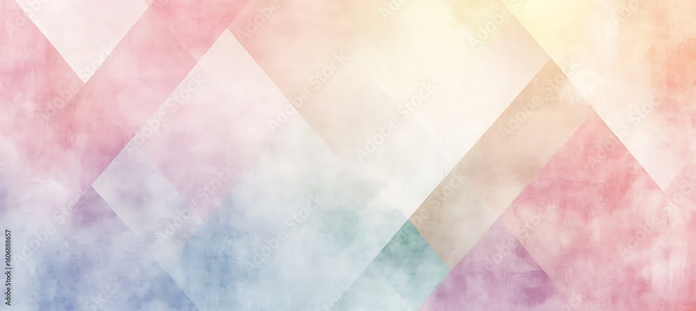 Poster abstract background featuring geometric shapes with soft pastel colors and watercolor texture empty 