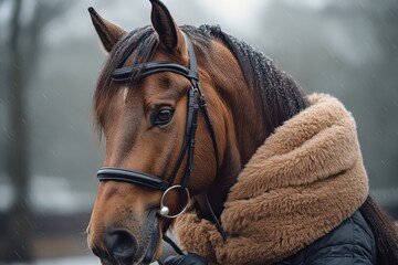 Close-up of person brushing a horse’s mane in a tidy, well-kept stable