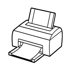 Digital office equipment with an inkjet printer, scanner, and copier illustrated on a white background