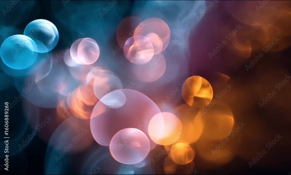 Aufkleber abstract bokeh lights with blue and orange hues creating a dreamy and blurred background effect