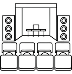 Set of furniture icons vector collection for home interior design with sofa chair table bed and office desk symbols