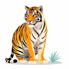 Obraz premium Elegant Sitting Tiger Vector Illustration