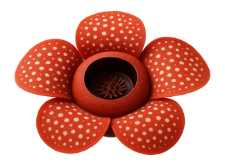 Rafflesia flower with massive red petals and white speckling