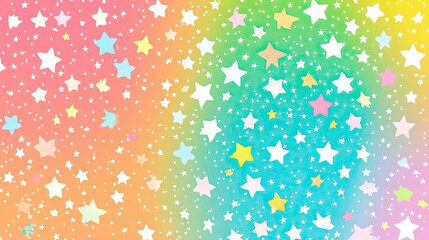 Colorful rainbow glitter background with white stars, seamless pattern, bright and vibrant, rainbow colors