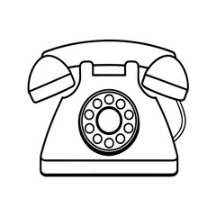 Retro old red telephone isolated on white background vintage rotary phone icon