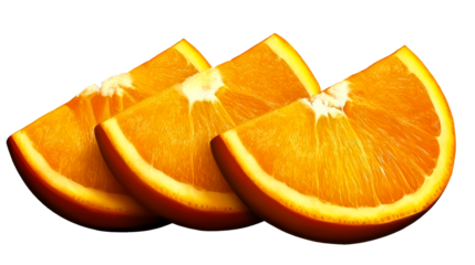 Vibrant orange fruit slices on black, healthy food, cut out transparent