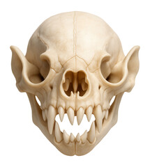 Obraz premium Vampire bat skull displaying sharp, triangular teeth and pronounced nasal cavity