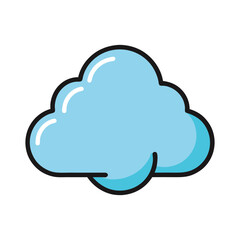 Blue Cartoon Cloud Icon, Shaded Vector Symbol for Weather, Data, and App Interfaces