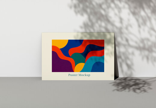 Horizontal Poster Mockup With Soft Shadows