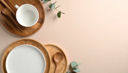 Minimal Table Setting With Wooden Utensils