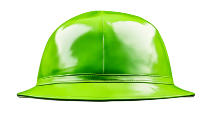 Shiny green hat with a wide brim for summer fashion