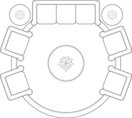 Sofa Arrangement Layouts Interior Drawing - Top View Furniture Plan Set. 11