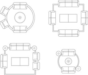 Collections Sofa Arrangement Layouts Interior Drawing - Top View Furniture Plan Set. 2