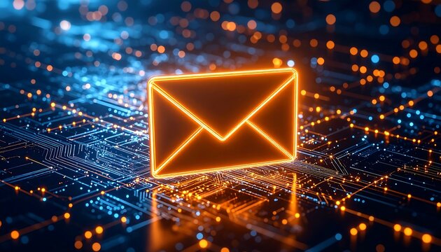 Email symbol on circuit board