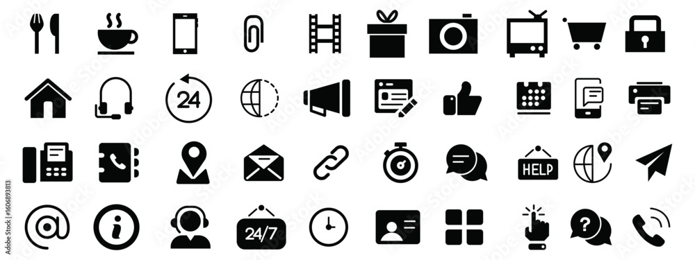 Fototapete user interface universal icon set. flat solid user interface icons. vector illustration. editable st