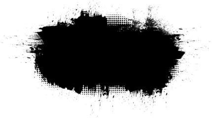 black ink brush painting banner panel artistic grunge graphic element