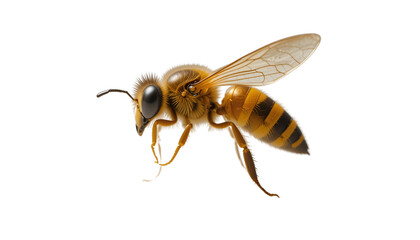 Honey Bee Macro Isolated on Transparent Background


