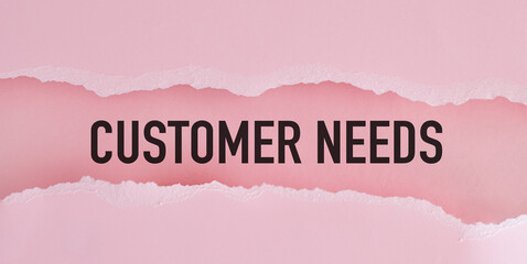 A pink background with the words Customer Needs written in black
