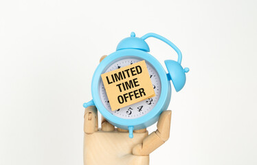 A blue alarm clock with a limited time offer written on it. The offer is for a Limited Time Offer, so it's important to take advantage of it while you can.