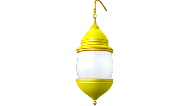 Decorative yellow lantern with transparent glass design - Powered by Adobe