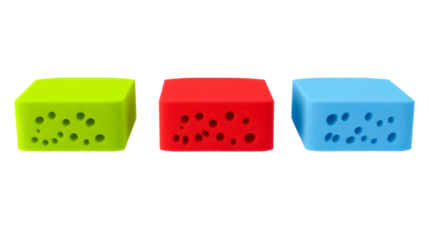 Colorful kitchen sponges in bright hues for cleaning tasks