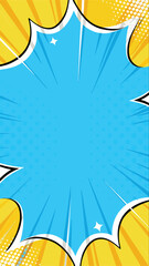 Pop Art Burst: Dynamic blue and yellow comic book-inspired design, evoking excitement and impact, ready for your text or message.