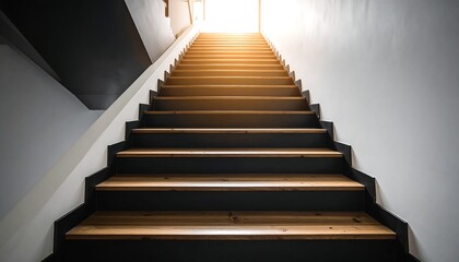 Obraz premium Modern wooden staircase leading upwards