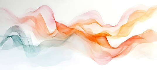 Abstract flowing waves of color on a white background creating a soft and airy composition art piece empty template