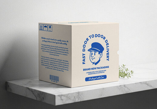 Square Carton Box Mockup