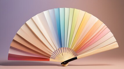 Colorful paper fan spread open pastel spectrum