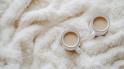 Cozy blanket draped over leather chair with cup of coffee