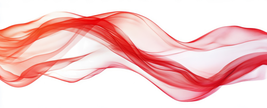 Red flowing fabric, isolated on a transparent background
